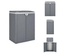 vidaXL Cubo de basura con 2 tapas, color gris, 65x45x88 cm, fabricado en polipropileno - Contenedores de basura y cubos de residuos