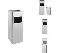 vidaXL Cubo de basura con cenicero, modelo hotel, 36 litros, acero inoxidable - Contenedores de basura y cubos de residuos