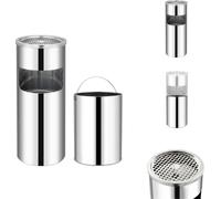 vidaXL Cubo de basura con cenicero para hotel, 30 litros, acero inoxidable - Contenedores de basura y cubos de residuos