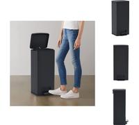 vidaXL Cubo de basura con pedal, antihuellas, 30 litros, color , acero inoxidable - Contenedores de basura y cubos de basura