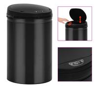 vidaXL Cubo de basura con sensor automático 30L acero al carbono negro