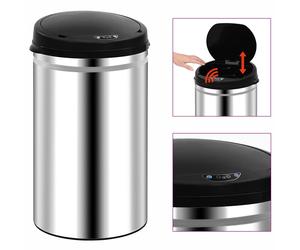 vidaXL Cubo de basura con sensor automático 40 L acero inoxidable
