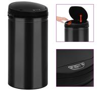 vidaXL Cubo de basura con sensor automático 50L acero al carbono negro