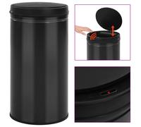 vidaXL Cubo de basura con sensor automático 60L acero al carbono negro