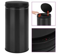 vidaXL Cubo de basura con sensor automático 70L acero al carbono negro