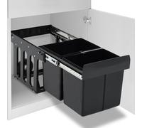 vidaXL Cubo de Basura Extraíble en Armario de Cocina con Cierre Suave, Papelera con Rieles, Contenedor de Basura, Cubo de Reciclaje para Hogar, 36 L