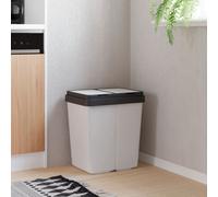vidaXL Cubo de basura doble – Contenedor de reciclaje con 2 compartimentos – Blanco 2x25 L