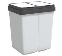vidaXL Cubo de basura doble – Contenedor de reciclaje con 2 compartimentos – Blanco 2x25 L