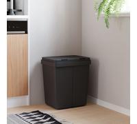 vidaXL Cubo de basura doble, contenedor de reciclaje con 2 compartimentos, Gris antracita 2x25 L