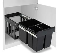 vidaXL Cubo de Basura Extraíble en Armario de Cocina con Cierre Suave, Papelera con Rieles, Contenedor de Basura, Cubo de Reciclaje para Hogar, 48 L