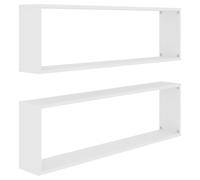 Vidaxl Cubo de Pared 2 Uds Contrachapado 100x15x30 Cm Blanco, Negro, Gris - Almacenaje Estantería Oficina White