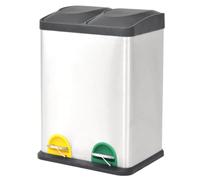 vidaXL Cubo de reciclaje y basurero con pedal acero inoxidable 36 L