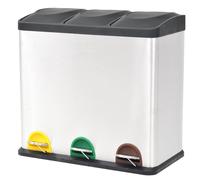vidaXL Cubo de reciclaje y basura con pedal acero inoxidable 54 L