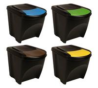 vidaXL Cubos de Basura Apilables 4 Piezas Papelera de Reciclaje de Separación de Residuos Contenedor Oficina Antracita 100 L