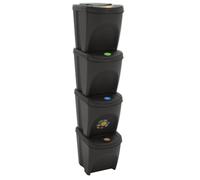 vidaXL Cubos de basura apilables 4 uds polipropileno gris 100 L