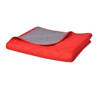 vidaXL Cubrecama Acolchado Doble Cara 230x260 cm Rojo y Gris Colcha Cobertor