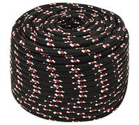 vidaXL Cuerda de Barco Polipropileno Negra 12 mm 100 m, Cuerda, Cuerda enrollada, cordón Trenzado, Cuerda Trenzada, Cuerda de Anclaje, Cuerda marítima