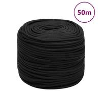 vidaXL Cuerda de barco polipropileno negro intenso 10 mm 50 m