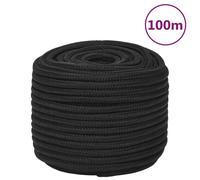 vidaXL Cuerda de Barco Polipropileno Negro Intenso 12 mm 100 m, Cuerda, Cuerda enrollada, cordón Trenzado, Cuerda Trenzada, Cuerda de Anclaje