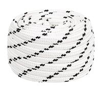 vidaXL Cuerda de Trabajo Carrete de Cuerda Trenzada Cuerda de Anclaje Cuerda Marítima Cordón Línea Trenzada Yate Poliéster Blanco 18 mm 50 m