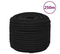 vidaXL Cuerda de trabajo poliéster negro 12 mm 250 m
