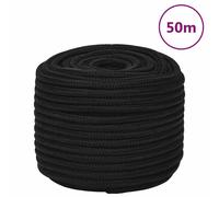 vidaXL Cuerda de trabajo poliéster negro 14 mm 50 m