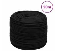 vidaXL Cuerda de trabajo poliéster negro 6 mm 50 m