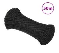 vidaXL Cuerda de trabajo polipropileno negro 6 mm 50 m