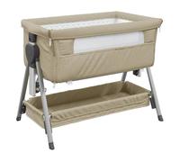vidaXL Cuna con colchón tela de lino gris taupe