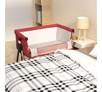 vidaXL Cuna con colchón tela de lino rojo