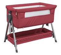 vidaXL Cuna con colchón Tela de Lino Rojo, Cuna, moisés, Cuna de Viaje, Cama bebés, Cuna de colecho, Cuna de bebé