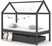 vidaXL Cuna para bebé con cajón, color gris oscuro, madera maciza de pino, 80x160 cm. Estructura de cuna para niños. Estructura de cama para niños. Estructuras de cama para niños. Cuna para bebé