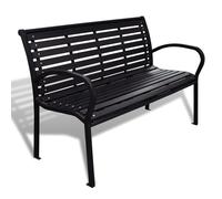 vidaXL Banco de jardín Estructura de acero negro Asiento WPC Patio exterior 125 cm