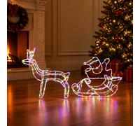vidaXL Decoración de Navidad de reno y trineo LOVIISA 320 LED