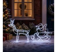 vidaXL Decoración navideña: Reno y trineo LOVIISA, con 320 luces LED