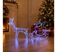 vidaXL Decoración navideña: Reno y trineo LOVIISA, con 320 luces LED