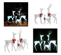vidaXL Decoración navideña de familia de renos, blanco y plateado, 200 LEDs - Decoración navideña de renos - Decoración navideña de renos - Iluminación navideña de renos - Iluminación navideña de reno