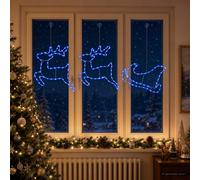 vidaXL Decoración navideña de reno y trineo LOVIISA 180 LED Azul