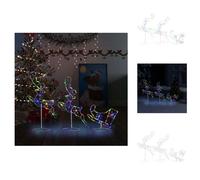 vidaXL Decoración navideña LED, ciervos y trineo de acrílico, 260x21x87 cm, multicolor - Iluminación navideña