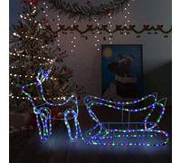 vidaXL Decoración navideña para jardín renos y trineo 252 LEDs