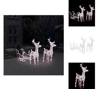 vidaXL Decoración navideña "Reno y trineo" con 160 luces LED, 130 cm, acrílico - Iluminación navideña