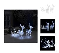 vidaXL Decoración navideña "Reno y trineo" con 160 luces LED, 130 cm, acrílico - Iluminación navideña