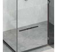 vidaXL Desagüe de ducha con tapa de vidrio y sifón 360° Negro 50 cm