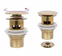 vidaXL Desagüe de empuje función desbordamiento dorado 6,4x6,4x9,1 cm