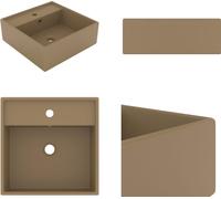 vidaXL Desagüe de lavabo de lujo, cuadrado, color crema mate, 41x41 cm - Lavabo de lujo - Lavabo de cerámica - Lavabo mate - Desagüe para lavabo mate