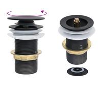 vidaXL Desagüe empuje sin función desbordamiento negro 6,4x6,4x9,1 cm