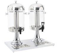 vidaXL Dispensador de zumo acero inoxidable 2 x 8 L para desayuno