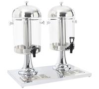 vidaXL Dispensador de zumo acero inoxidable 2 x 8 L para desayuno