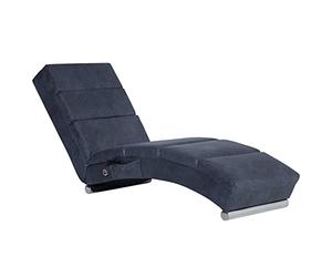 vidaXL Diván Chaise Longue Piel Ante Sintética Estructura Madera Patas Acero Sillón Tumbona Relax Cuero Artificial Sofá Relajación Ergonómico Gris