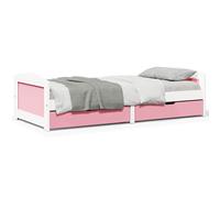 vidaXL Diván con 2 cajones sin colchón IRUN blanco&rosa 90x200 cm